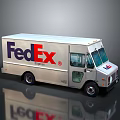 FedEx Express Silver Delivery Truck With Brand Logo And Side Windows
