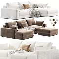 Stylish Sectional Sofa In White And Brown With Pillows Throw Blanket And Color Options
