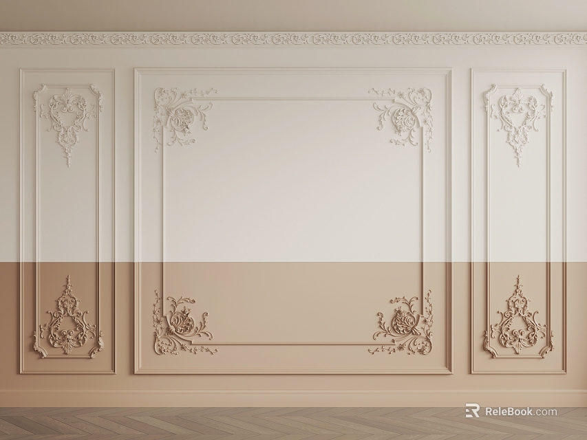 Decorative Gypsum Molding Design for Wall Interior with Ornate Patterns 3d model 