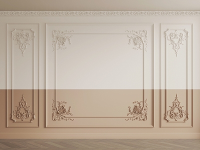 French plaster line carved line background wall 3d model