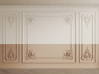 French plaster line carved line background wall 3d model