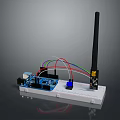 Arduino Development Board With Breadboard Colorful Wires And Wireless Antenna Module 3d model