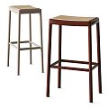 Modern Bar Stools In Light And Dark With Slim Legs And Beige Seat