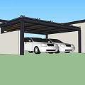Car Parking Sunshade Canopy With Metal Frame Covering Two Vehicles