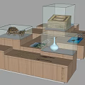 Wooden Display Cabinets and Shelves With Transparent Glass Covers for Exhibition Artifacts and Models