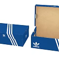 Adidas Blue Shoe Boxes With White Stripes Open And Closed Lifestyle Storage Containers