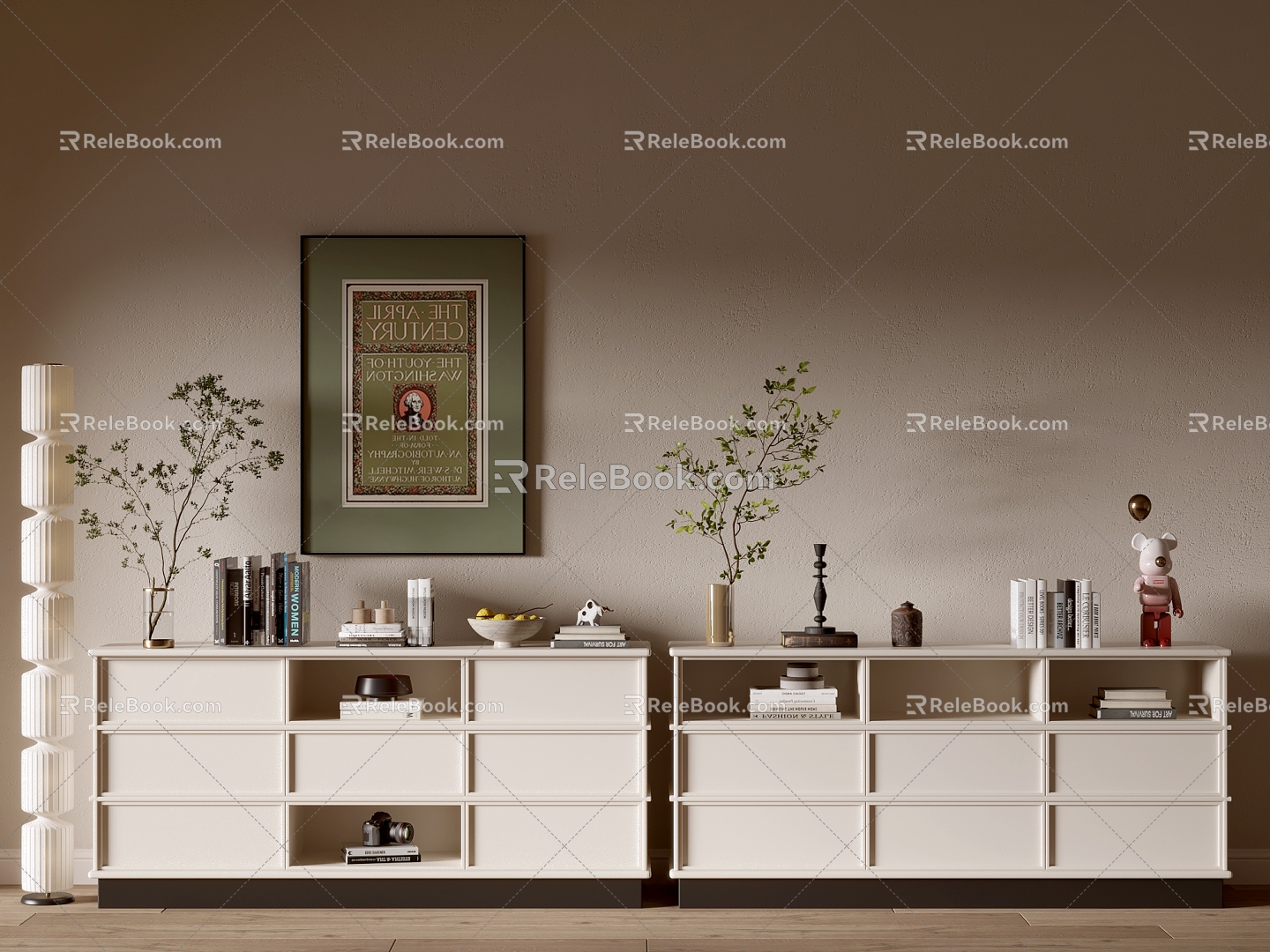 Modern Cream Style Bookcase Whole Cabinet Sideboard Cabinet Balcony Cabinet Storage Cabinet Entrance Cabinet 3d model