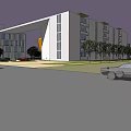 Modern Fire Station Architectural Design With Circular Orange Structure And Landscaped Paths