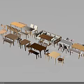 Various Styles of Furniture Collection Featuring Tables Chairs and Sofas in Wooden and White Tones