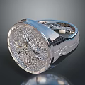 Men's Silver Engraved Ring With Intricate Design And Shiny Surface Fashion Accessory
