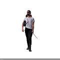 Child in White Equestrian T shirt and Black Riding Pants Holding Riding Crop and Helmet