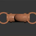 Two Vertical Copper Pipes With Curved Connecting Rusty Red On Dark Background With Reflection