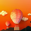 Scenic Photo Check in Spot With Hot Air Balloons Orange Sky Clouds And Mountains