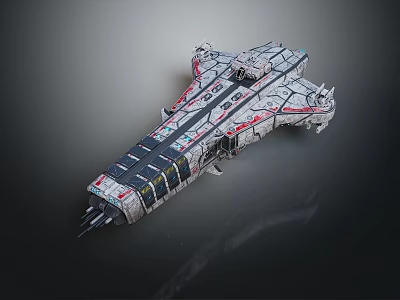 Futuristic Sci Fi Spaceship Hull With Armored Deck And Module Details 3d model