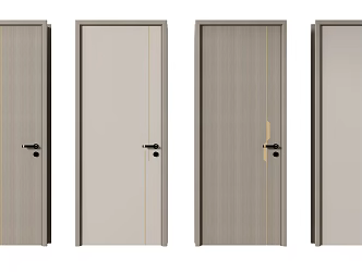 Modern swing door single door bedroom door 3d model