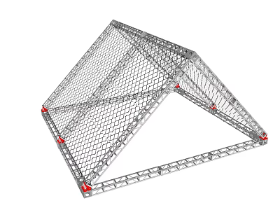 Durable Foldable Aluminum Metal Frame With Mesh Structure And Red Connectors 3d model
