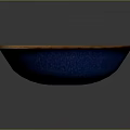 Artistic Hand Carved Ceramic Bowl With Blue Interior And Brown Rim