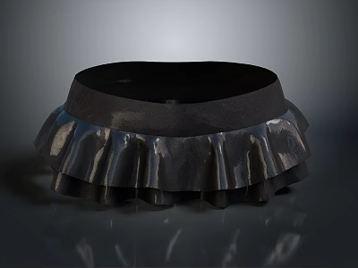 Black Pleated Household Item With Shiny Ruffled Edge For Home Daily Use 3d model