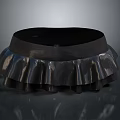 Black Pleated Household Item With Shiny Ruffled Edge For Home Daily Use