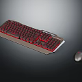 Ergonomic Gaming Keyboard and Mouse Set with Red Backlight and Durable Design 3d model