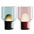 Modern Transparent Table Lamps with Light Blue Pink Shades Yellow White Lights Black Red Bases