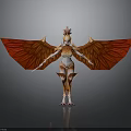 Mythical Phoenix Inspired Creature With Red Wings And Golden Decorations In Humanoid Form