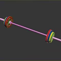 Gym Fitness Barbell Equipment With Colorful Weight Plates And White Bar
