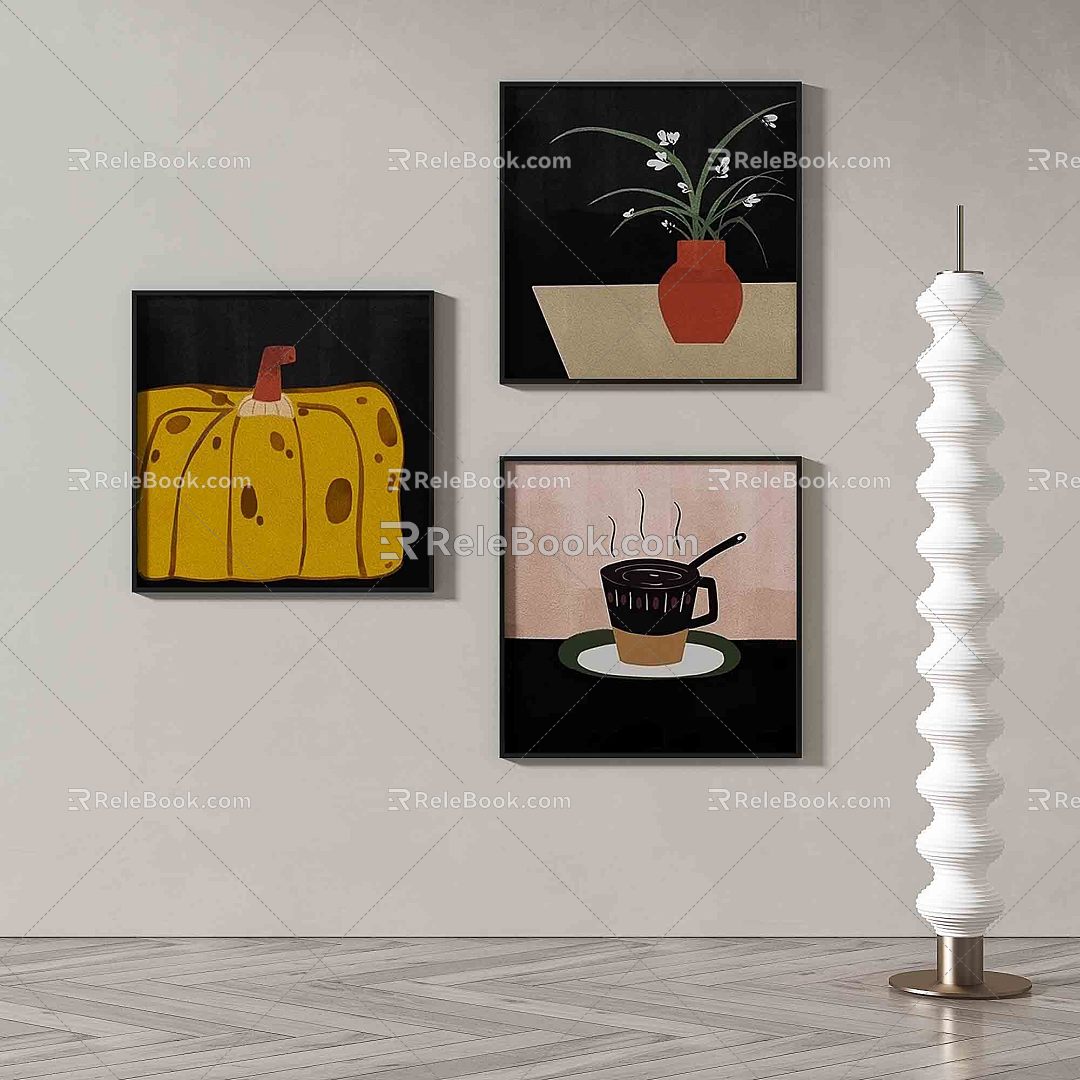 Modern minimalist abstract decorative painting 3d model