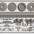 European-style Carved Line Carved Roman Column Plaster Line Corner Column 3d model