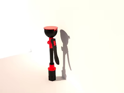 Black and Red Standing Medical Device with Top Sensor for Clinical Health Monitoring 3d model