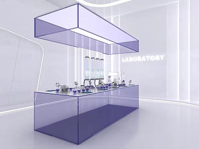 Modern Laboratory Interior With Transparent Bench And Scientific Equipment 3d model