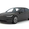 Black Electric Car With Modern Sleek Body LED Headlights And Multi Spoke Wheels 3d model
