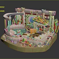 Whimsical Courtyard Scene With Pool Fountain Gazebo Plants Carriage Steps And Pots