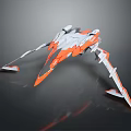 Futuristic White And Orange Spaceship With Streamlined Design For Cosmic Exploration