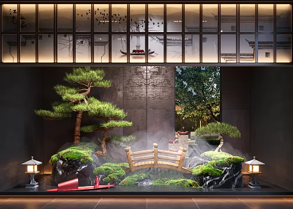 New Chinese Style Indoor Landscape Sits Moss Device Art Moss Plant Heap 3d model
