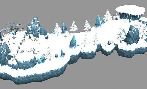 Cartoon Snow Mountain Scene 3d model