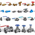 Various Types of Industrial Valves in Different Colors and Designs