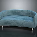Curved Blue Upholstered Sofa With White Legs And Comfortable Modern Design