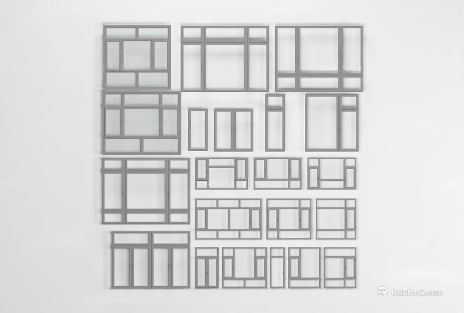Various Rectangular Window Frame Designs With Different Architectural Styles 3d model 