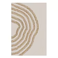 Modern Minimalist Square Area Rug With Wavy Striped Pattern Beige Base And Golden Brown Accents