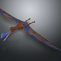 Flying Pterosaur Prehistoric Animal With Brown Wings And Blue Beak