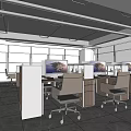 Modern Office Interior With Cubicles Computers Office Chairs And Large Windows 3d model