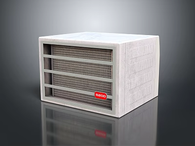 Public Facility Air Filtration Unit With Square White Casing And Grille Design 3d model