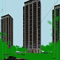 Modern High Rise Residential Buildings Surrounded by Green Trees and Urban Environment