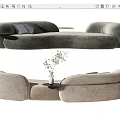 Modern Sectional Sofa With Curved Design And Plush Upholstery In Gray Beige Tones