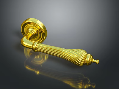 Golden Door Handle Hardware Tool Featuring Elegant Design and Shiny Finish for Home Use 3d model