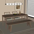 Middle style dining table and chair combination 3d model