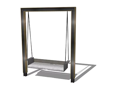 Outdoor Indoor Playground Swing with Metal Frame Golden Trim and Padded Seat 3d model