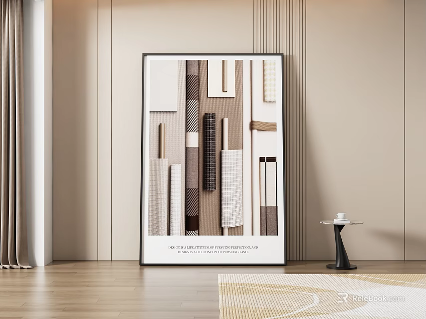 Abstract Painting With Geometric Shapes And Neutral Tones In Modern Interior Home Decor 3d model 