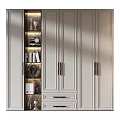 Elegant Cream White Chest Of Drawers With Built In LED Lighting And Open Display Shelves